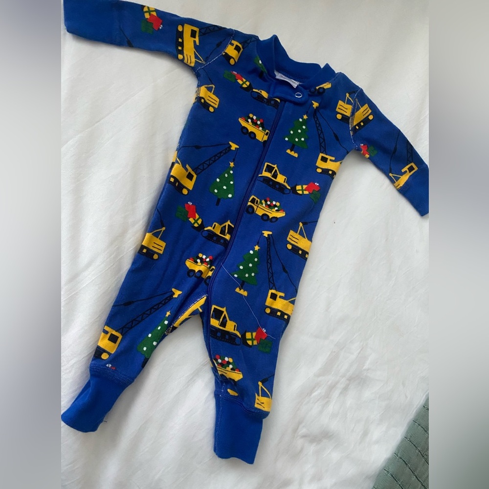 Hanna Andersson Christmas Construction Baby Zip Sleeper